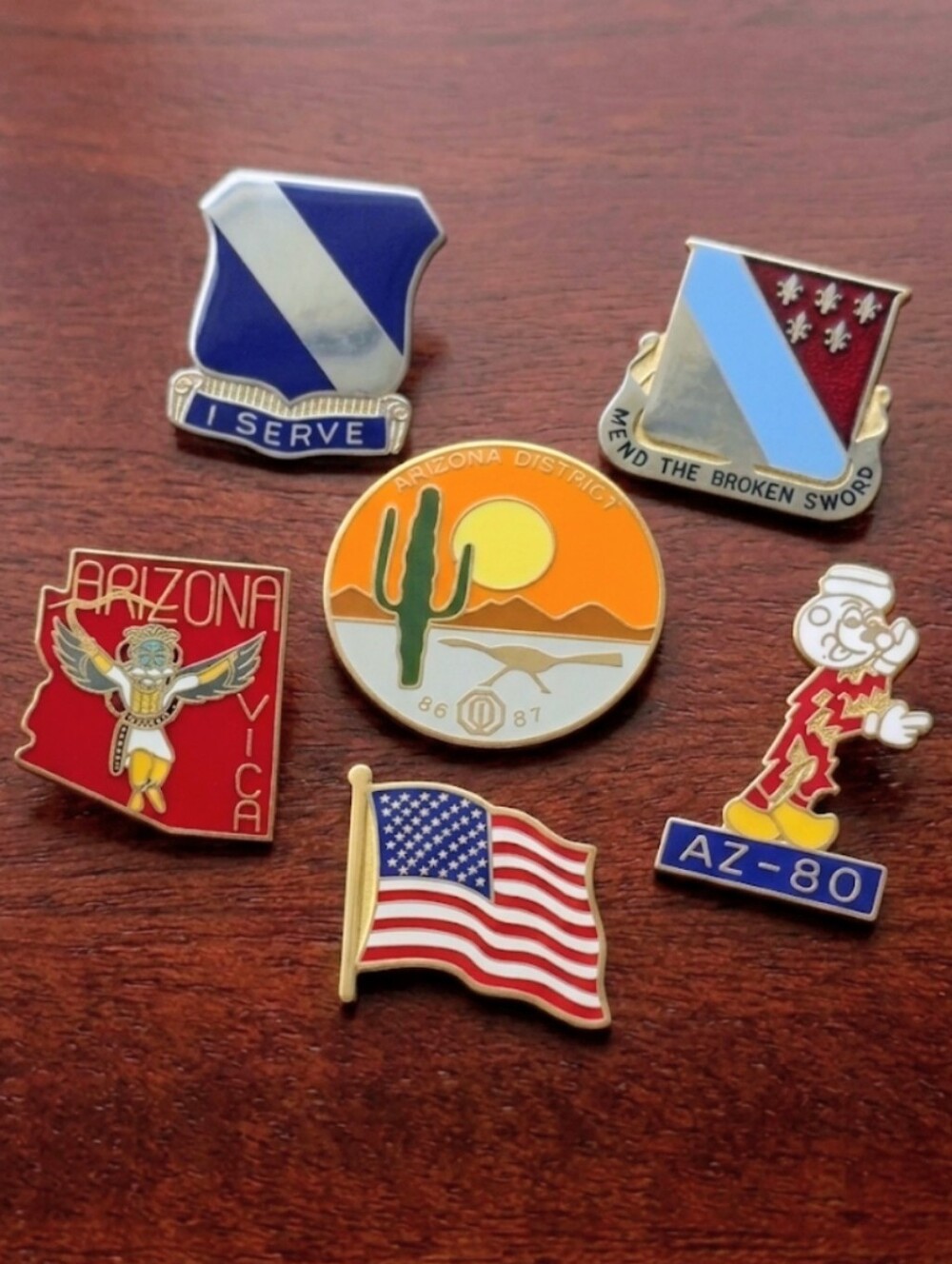 Vintage Arizona Americana & US Military Enamel Pin Lot - 6 Pc